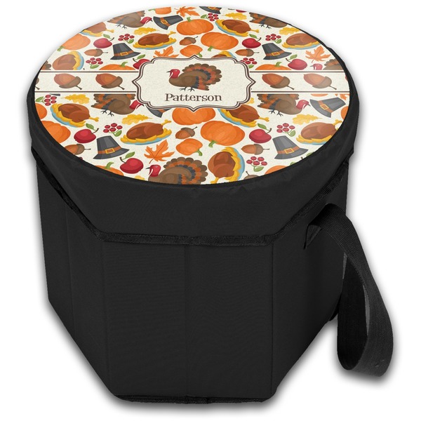 Traditional Thanksgiving Collapsible Personalized Cooler & Seat (Closed)