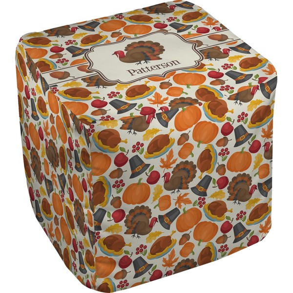 Custom Traditional Thanksgiving Cube Pouf Ottoman - 18" (Personalized)