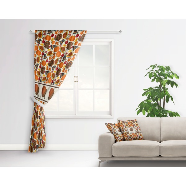 Traditional Thanksgiving Curtain With Window and Rod - in Room Matching Pillow
