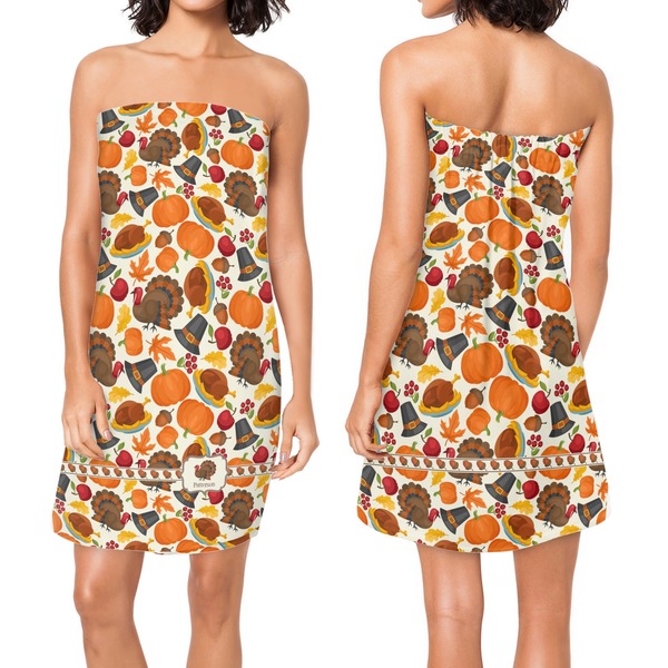 Traditional Thanksgiving Custom Bath Wrap - Front & Back View