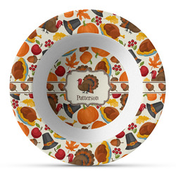 Traditional Thanksgiving Plastic Bowl - Microwave Safe - Composite Polymer (Personalized)