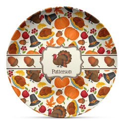 Traditional Thanksgiving Microwave Safe Plastic Plate - Composite Polymer (Personalized)