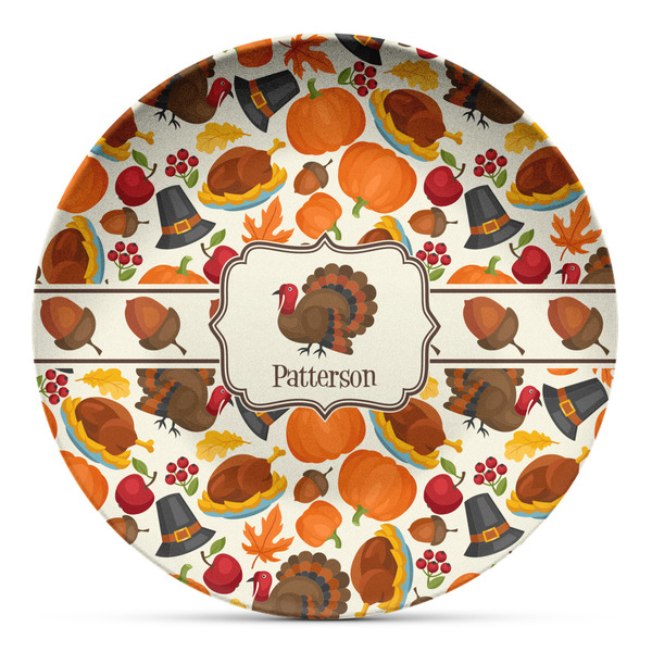 Custom Traditional Thanksgiving Microwave Safe Plastic Plate - Composite Polymer (Personalized)