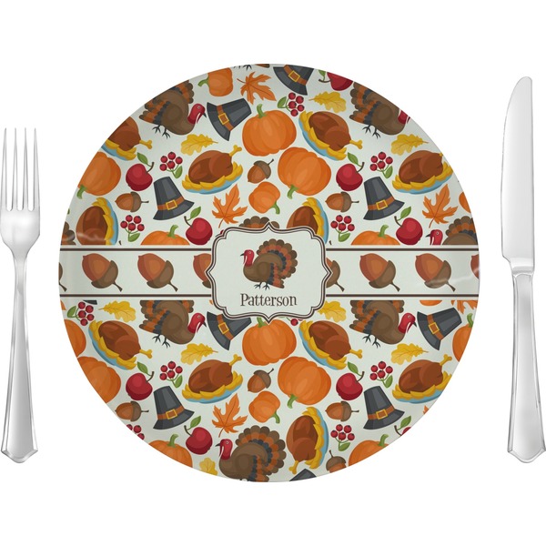 Custom Traditional Thanksgiving Glass Lunch / Dinner Plate 10" (Personalized)