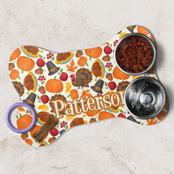 Traditional Thanksgiving Dog Bone Shaped Mat Lifestyle