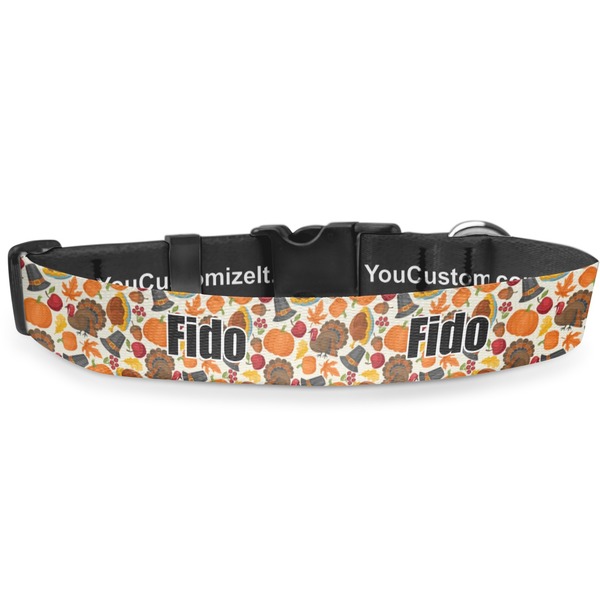 Custom Traditional Thanksgiving Deluxe Dog Collar - Medium (11.5" to 17.5") (Personalized)