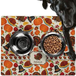 Traditional Thanksgiving Dog Food Mat - Large w/ Name or Text