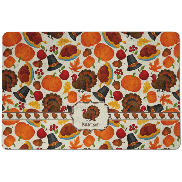 Custom Traditional Thanksgiving Dog Food Mat w/ Name or Text