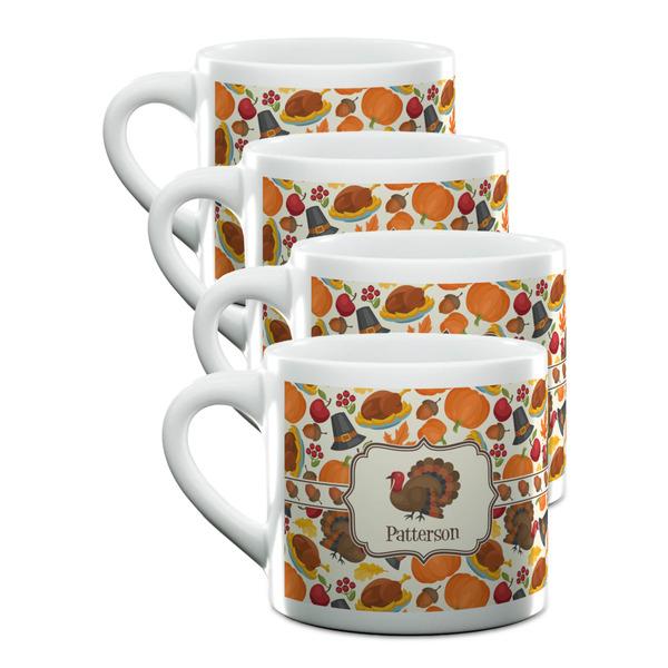Custom Traditional Thanksgiving Double Shot Espresso Cups - Set of 4 (Personalized)