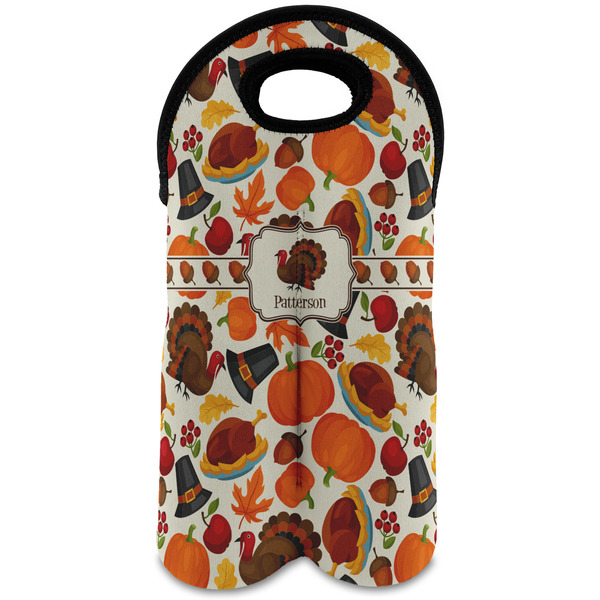 Custom Traditional Thanksgiving Wine Tote Bag (2 Bottles) (Personalized)
