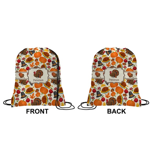 Traditional Thanksgiving Drawstring Backpack Front & Back Medium