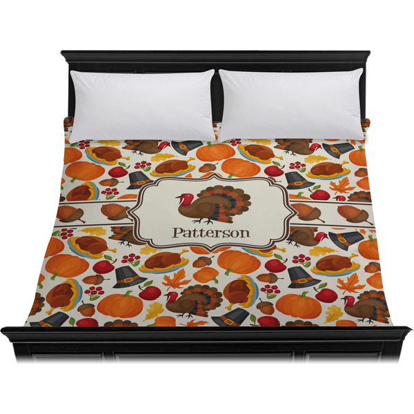 Traditional Thanksgiving Duvet Cover - King - On Bed - No Prop