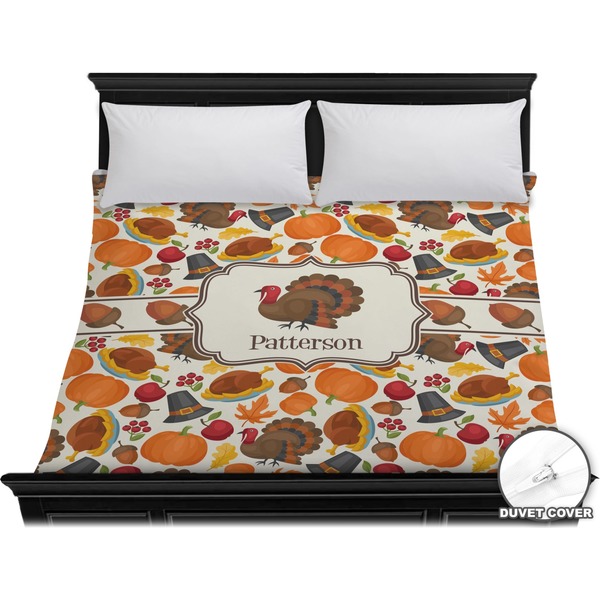 Custom Traditional Thanksgiving Duvet Cover - King (Personalized)