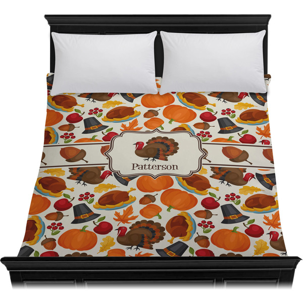 Traditional Thanksgiving Duvet Cover - Queen - On Bed - No Prop