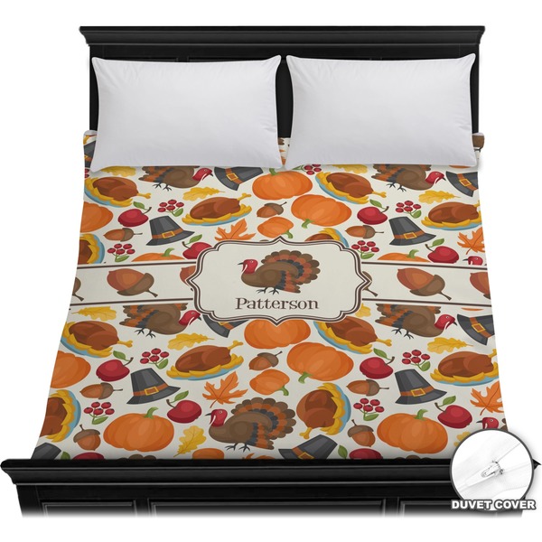 Custom Traditional Thanksgiving Duvet Cover - Full / Queen (Personalized)