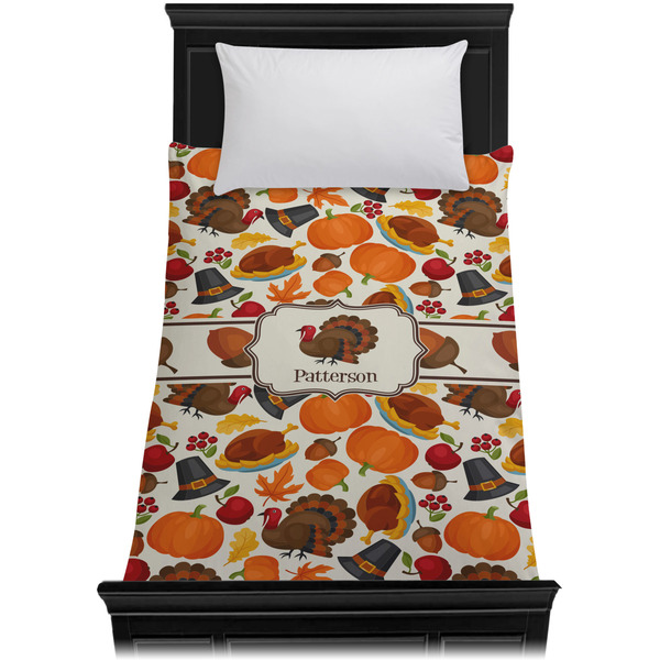 Traditional Thanksgiving Duvet Cover - Twin - On Bed - No Prop