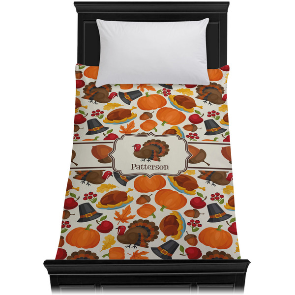 Traditional Thanksgiving Duvet Cover - Twin XL - On Bed - No Prop