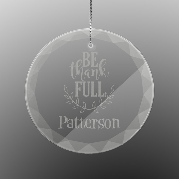 Custom Traditional Thanksgiving Engraved Glass Ornament - Round (Personalized)