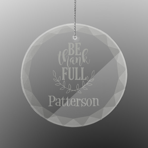 Traditional Thanksgiving Engraved Glass Ornament - Round (Front)