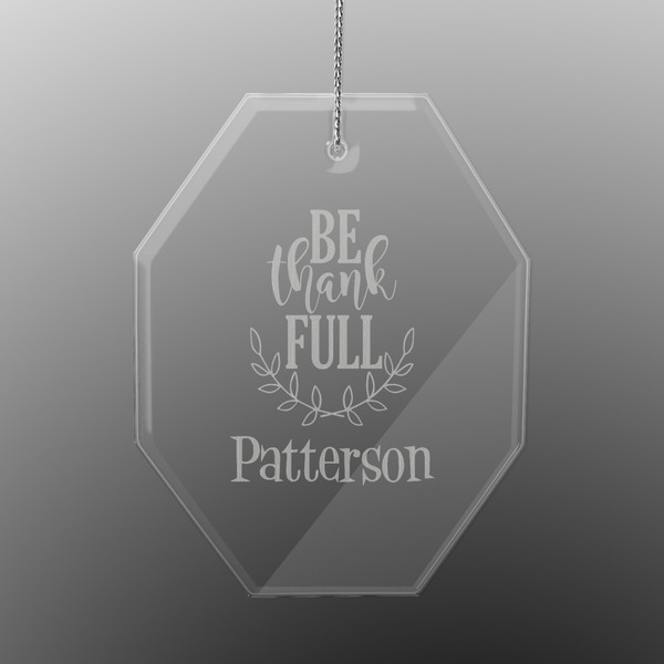 Custom Traditional Thanksgiving Engraved Glass Ornament - Octagon (Personalized)
