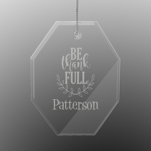 Traditional Thanksgiving Engraved Glass Ornaments - Octagon