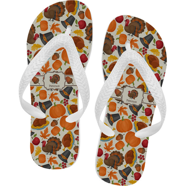 Custom Traditional Thanksgiving Flip Flops - Medium (Personalized)