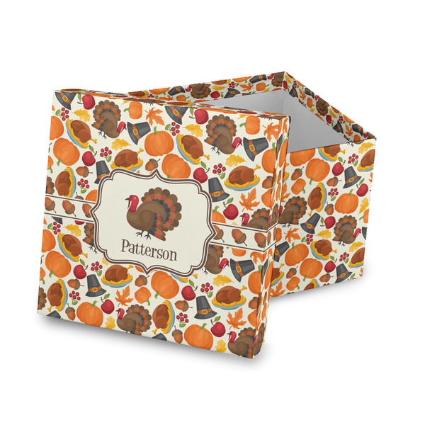 Custom Traditional Thanksgiving Gift Box with Lid - Canvas Wrapped (Personalized)