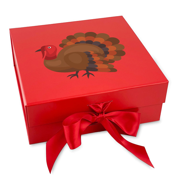 Custom Traditional Thanksgiving Gift Box with Magnetic Lid - Red