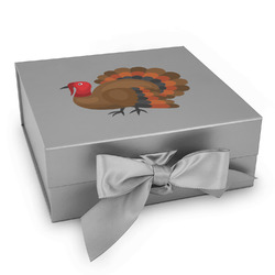 Traditional Thanksgiving Gift Box with Magnetic Lid - Silver