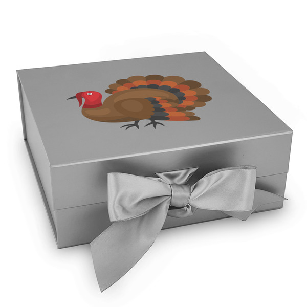 Custom Traditional Thanksgiving Gift Box with Magnetic Lid - Silver