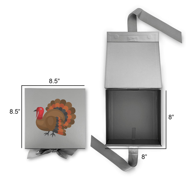 Traditional Thanksgiving Gift Boxes with Magnetic Lid - Silver - Open & Closed