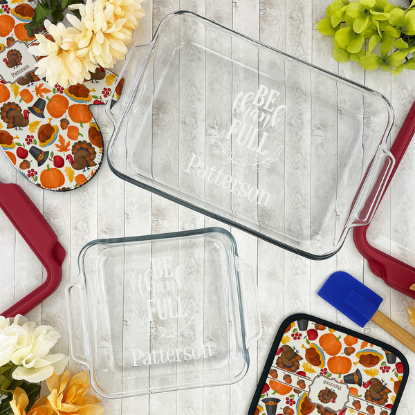 Traditional Thanksgiving Glass Baking Dish Set - LIFESTYLE