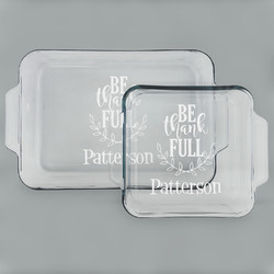 Traditional Thanksgiving Set of Glass Baking & Cake Dish - 13in x 9in & 8in x 8in (Personalized)