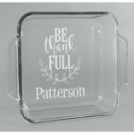 Traditional Thanksgiving Glass Cake Dish - 8in x 8in (Personalized)