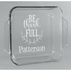 Traditional Thanksgiving Glass Cake Dish - 8in x 8in (Personalized)
