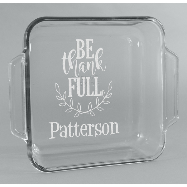 Custom Traditional Thanksgiving Glass Cake Dish - 8in x 8in (Personalized)