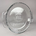 Traditional Thanksgiving Glass Pie Dish - 9.5in Round (Personalized)