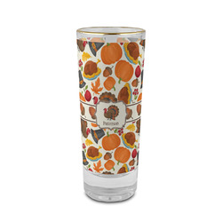 Traditional Thanksgiving 2 oz Shot Glass -  Glass with Gold Rim - Set of 4 (Personalized)
