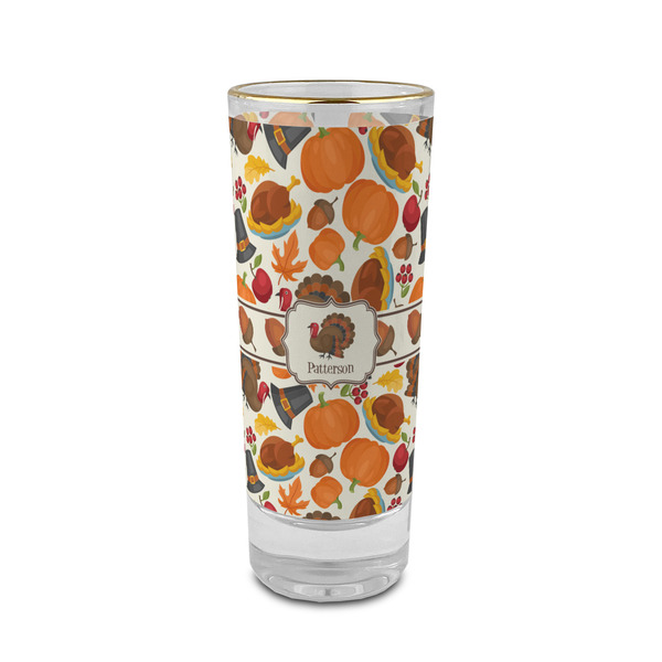 Custom Traditional Thanksgiving 2 oz Shot Glass -  Glass with Gold Rim - Set of 4 (Personalized)