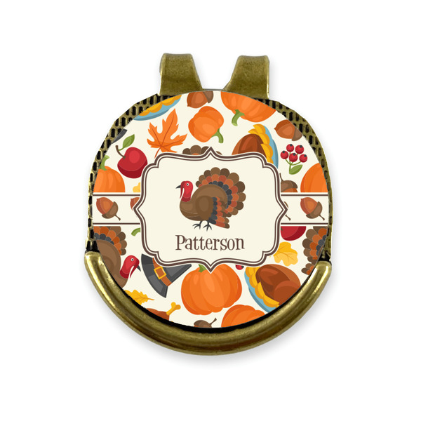 Custom Traditional Thanksgiving Golf Ball Marker - Hat Clip - Gold