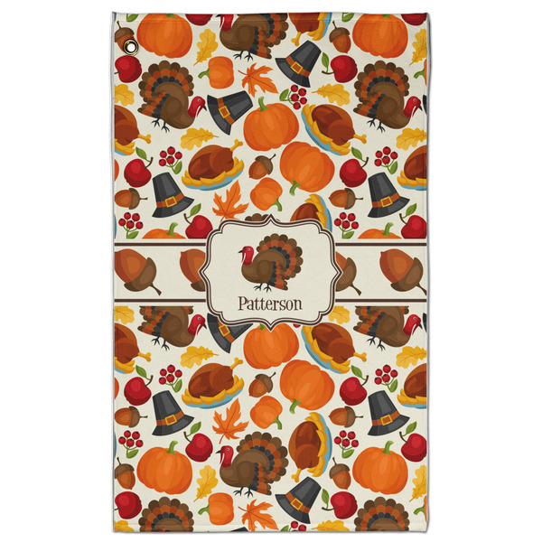Custom Traditional Thanksgiving Golf Towel - Poly-Cotton Blend - Large w/ Name or Text