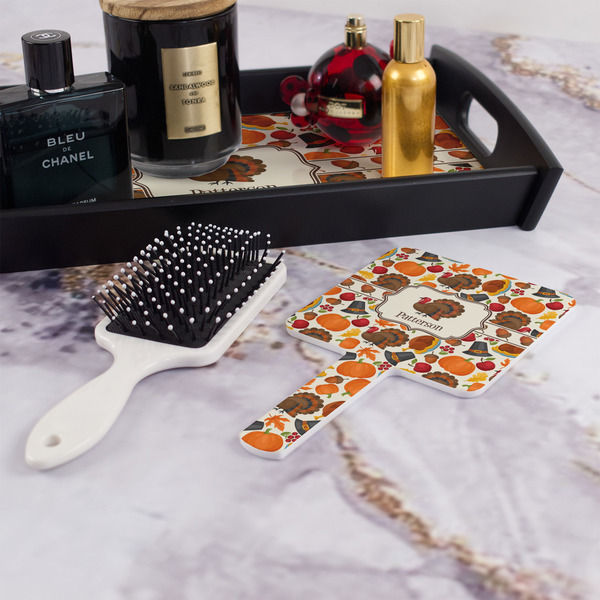 Traditional Thanksgiving Hand Mirror - With Hair Brush