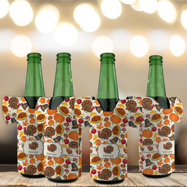 Traditional Thanksgiving Jersey Bottle Cooler - Set of 4 - LIFESTYLE