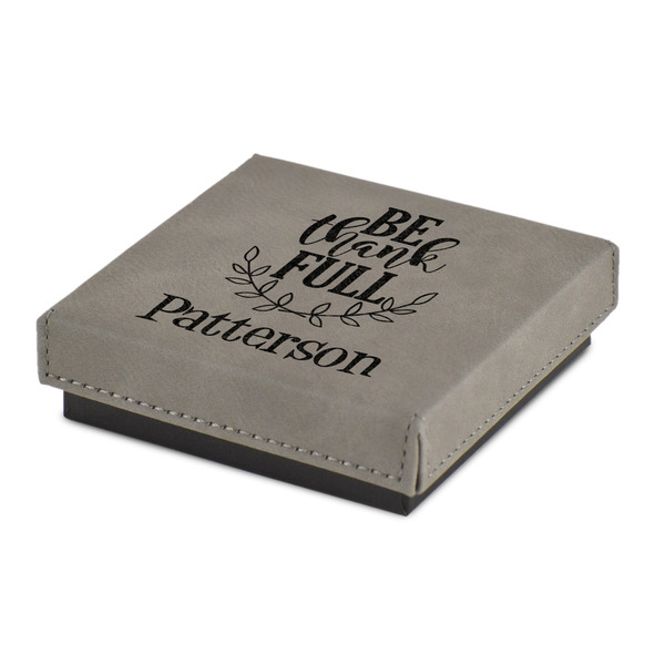 Custom Traditional Thanksgiving Jewelry Gift Box - Engraved Leather Lid (Personalized)