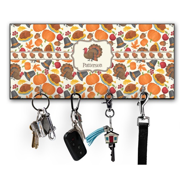 Custom Traditional Thanksgiving Key Hanger w/ 4 Hooks w/ Graphics and Text