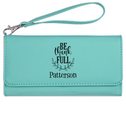 Traditional Thanksgiving Ladies Leatherette Wallet - Laser Engraved- Teal (Personalized)