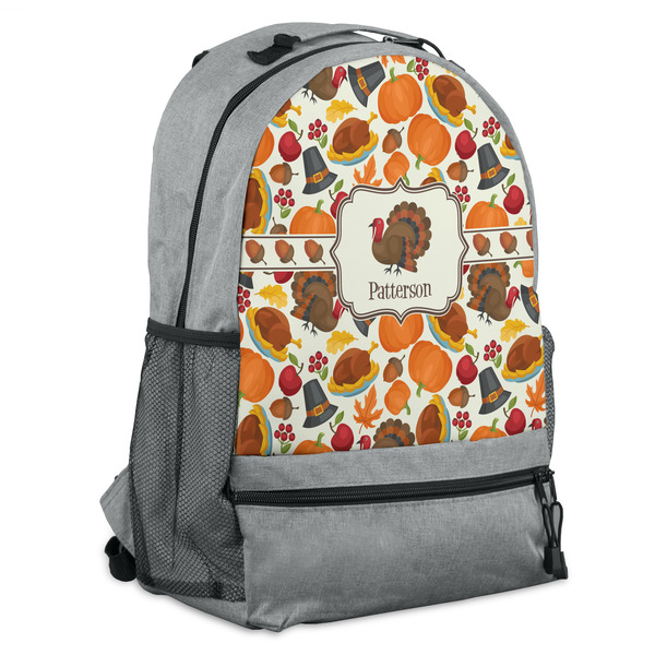 Custom Traditional Thanksgiving Backpack - Grey (Personalized)