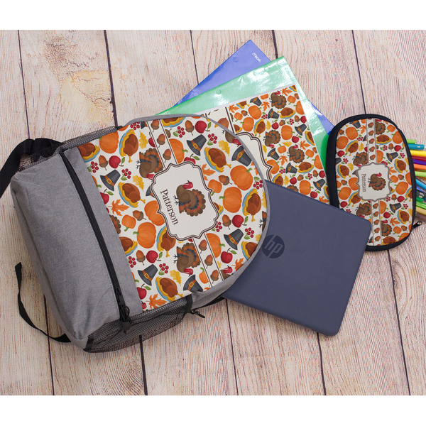 Traditional Thanksgiving Large Backpack - Gray - With Stuff