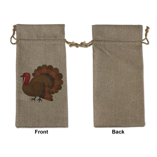 Traditional Thanksgiving Large Burlap Gift Bags - Front Approval