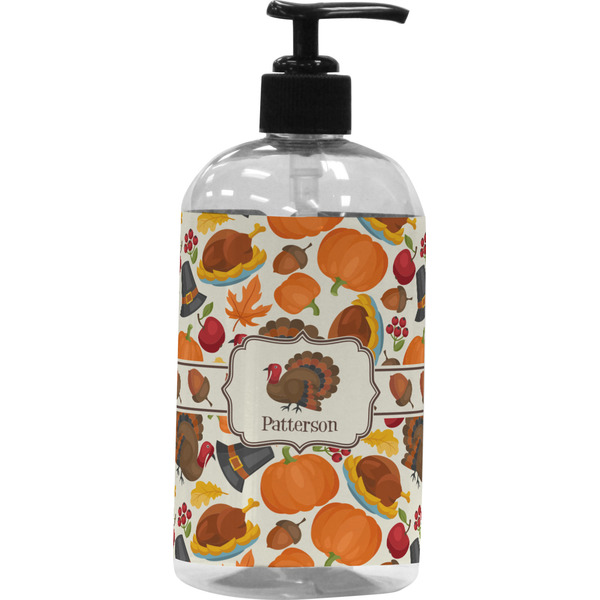 Custom Traditional Thanksgiving Plastic Soap / Lotion Dispenser (16 oz - Large - Black) (Personalized)